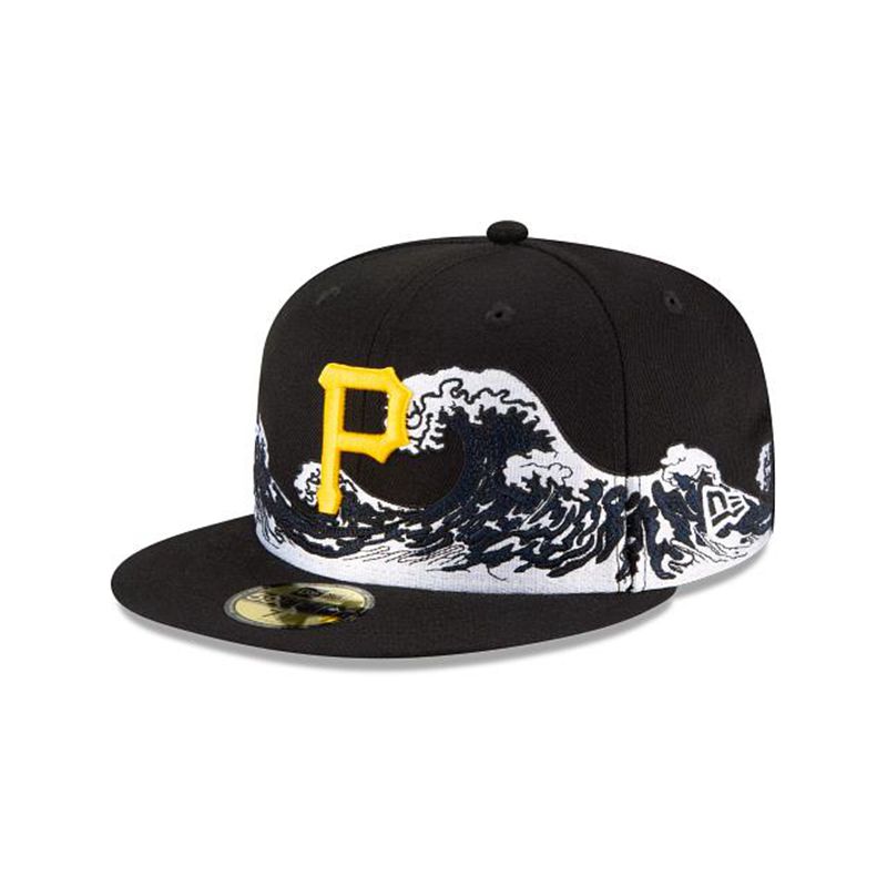 MLB Pittsburgh Pirates Wave 59Fifty Fitted (AKQ0892) - Black New Era Caps